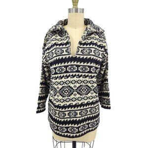 Vtg LeRoy Knitwear Pullover Sweater Womens M? Black White Southwest Western